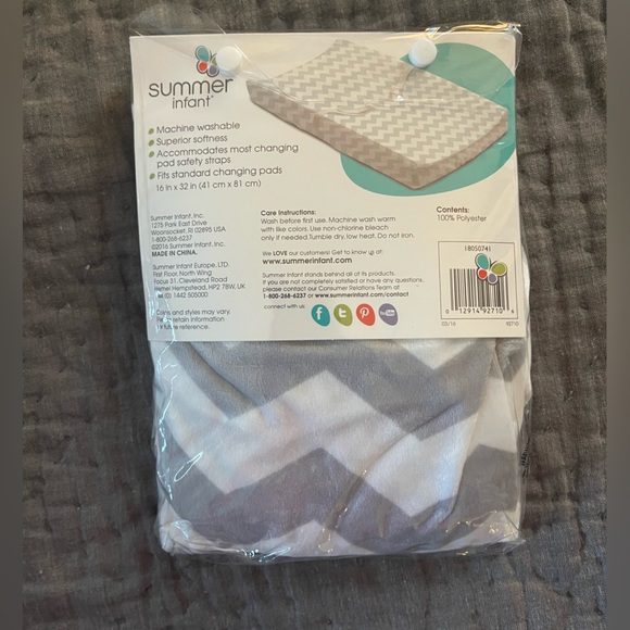 NWT NIB Summer Infant gray white chevron plush changing pad cover gender neutral - Picture 2 of 2